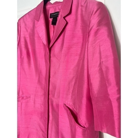 Liz Clairborne Collection Bright Pink 100% Silk 3/4 Sleeve Light Jacket Size 12 - Picture 6 of 8